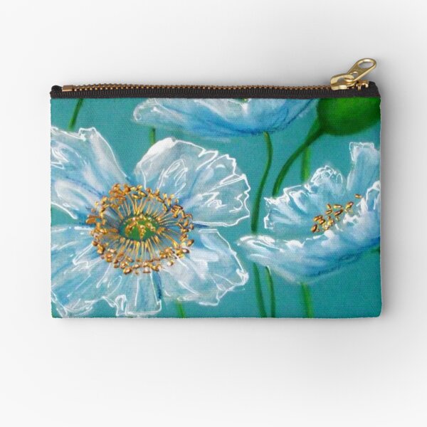 White Poppies Zipper Pouch