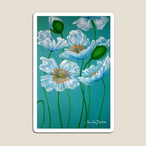 White Poppies Magnet