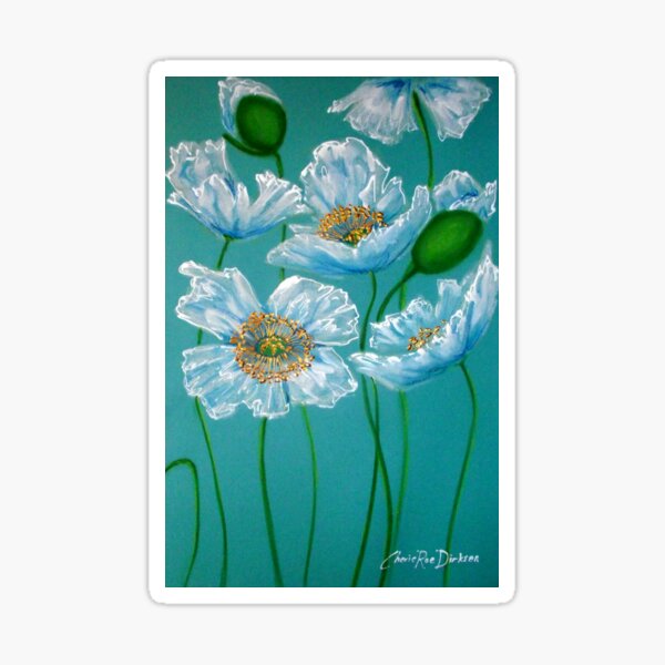 White Poppies Sticker