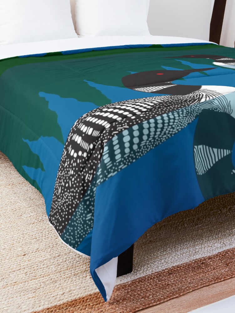 Alternate view of Loons on a Woodland Lake Comforter