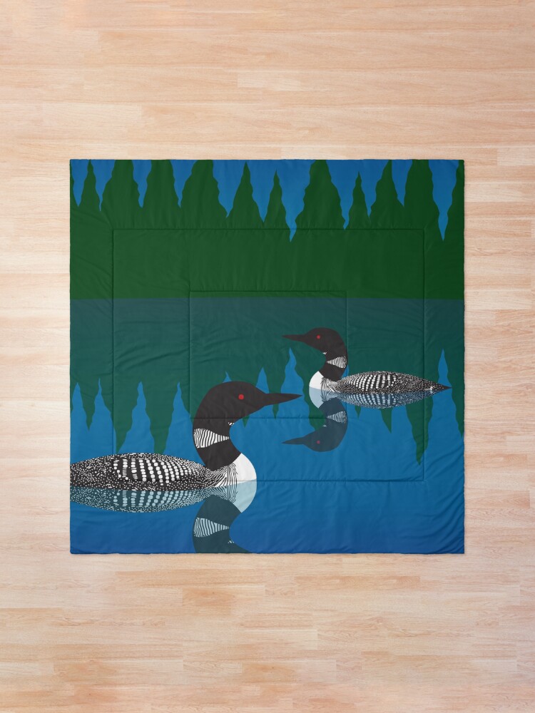 Alternate view of Loons on a Woodland Lake Comforter