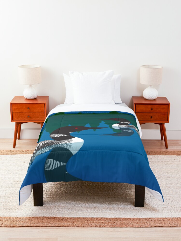 Alternate view of Loons on a Woodland Lake Comforter