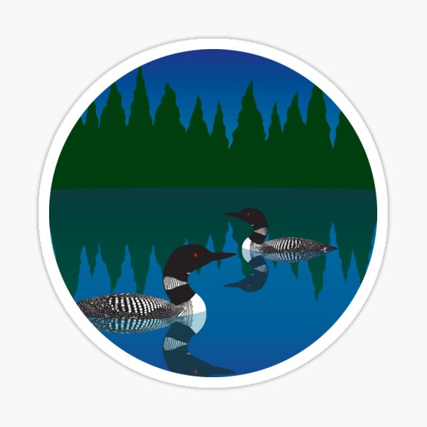 Loons on a Woodland Lake Sticker