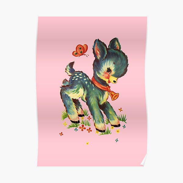 Kitsch Deer - Pink Poster