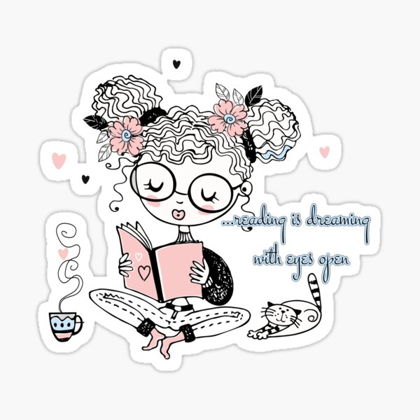 Reading is dreaming with eyes open - brainbubbles Sticker