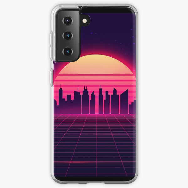 Retro Vaporwave City Skyline Samsung Galaxy Soft Case