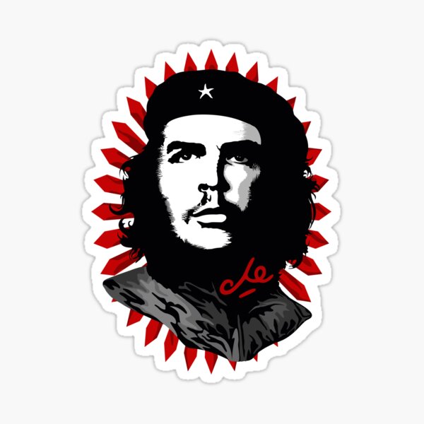 El Che Iconic Portrait on Abstract red sun Background Sticker
