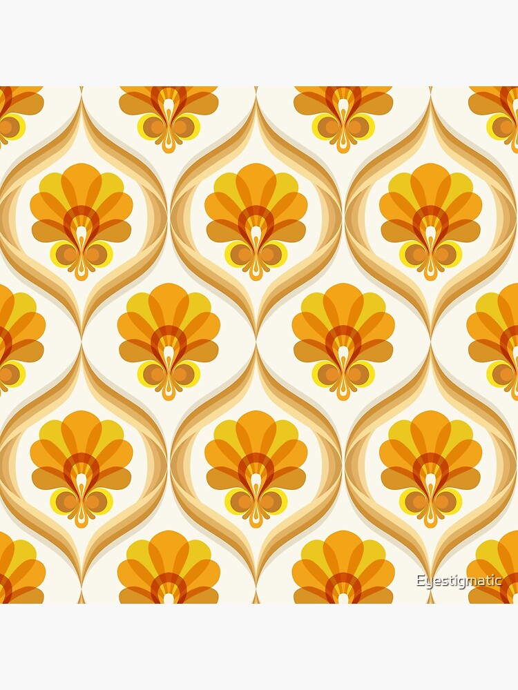 "Ivory, Orange, Yellow and Brown Floral Retro Vintage Pattern" Throw