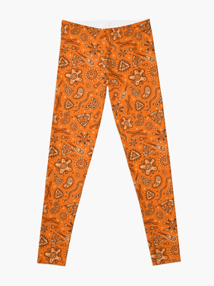 Alternate view of Cartoon Microbes - Orange Leggings