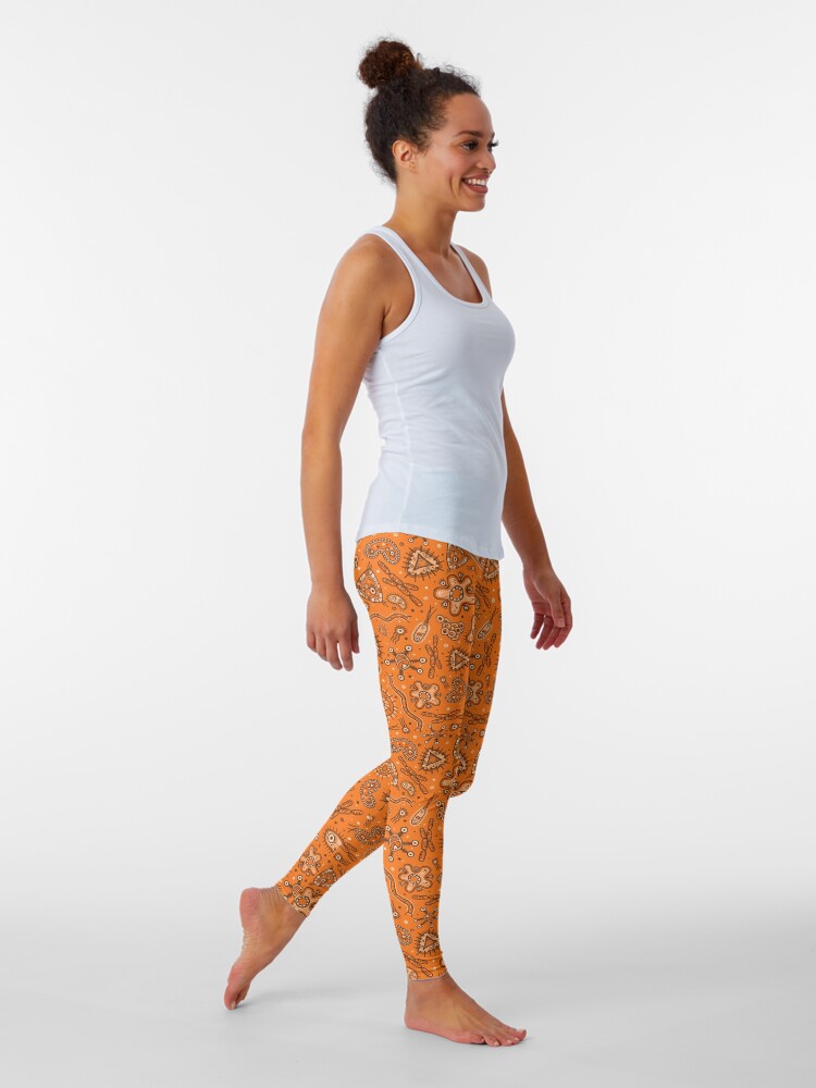 Alternate view of Cartoon Microbes - Orange Leggings
