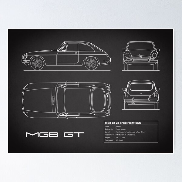 Item preview, The MGB GT V8 Blueprint Black designed and sold by rogue-design.