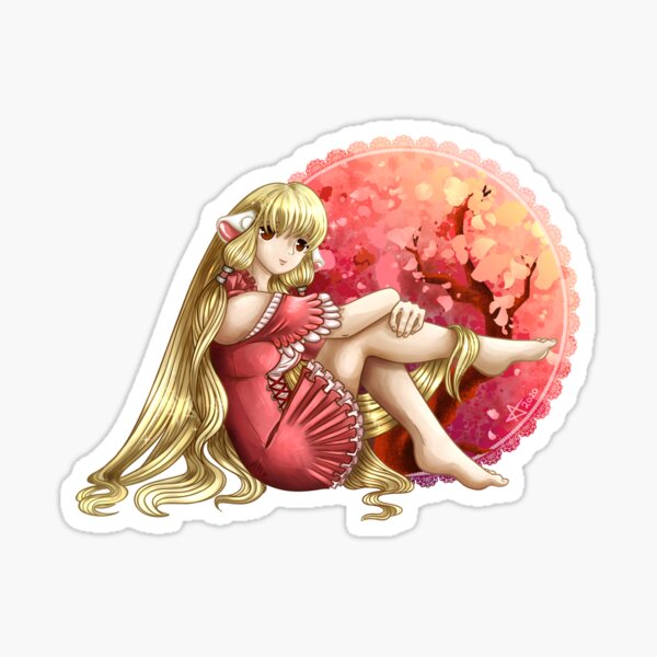 Chi and cherry blossoms Sticker