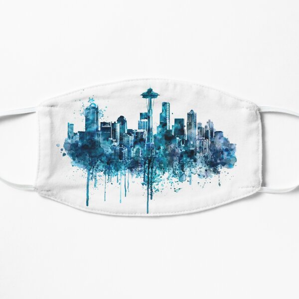 Seattle Skyline monochrome watercolor Mask