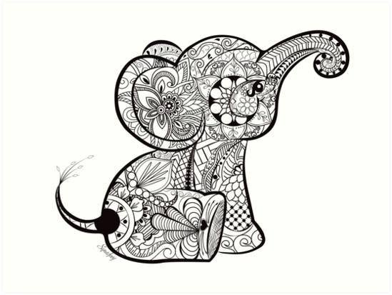 Download "Baby Elephant Doodle" Art Prints by Chrissy Hoff Hudson ...
