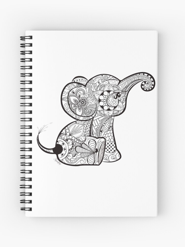 Cahier A Spirale Bebe Elephant Doodle Par Squidpeg Redbubble