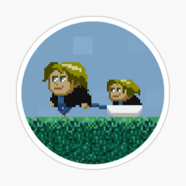 Philipp Dragging Mini-Philipp in Manyland Sticker