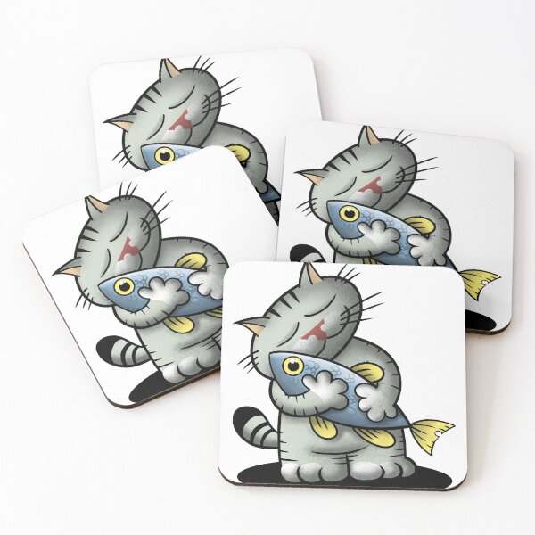 Item preview, Cat with fish designed and sold by Ecoment.