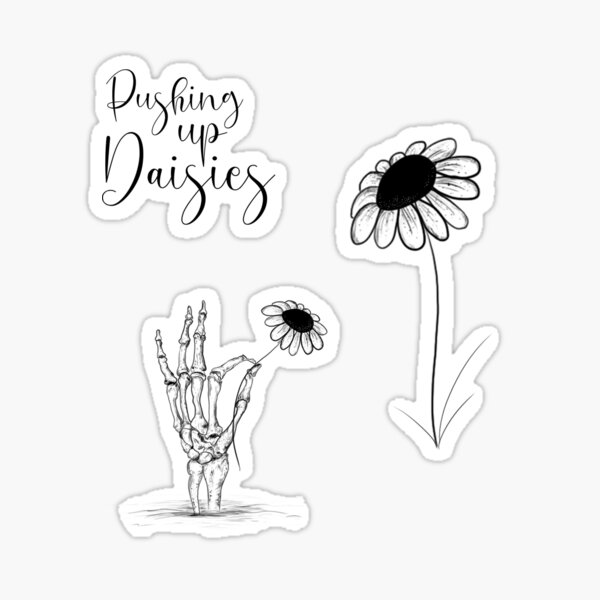 pushing-up-daisies-black-sticker-by-becclesart-redbubble