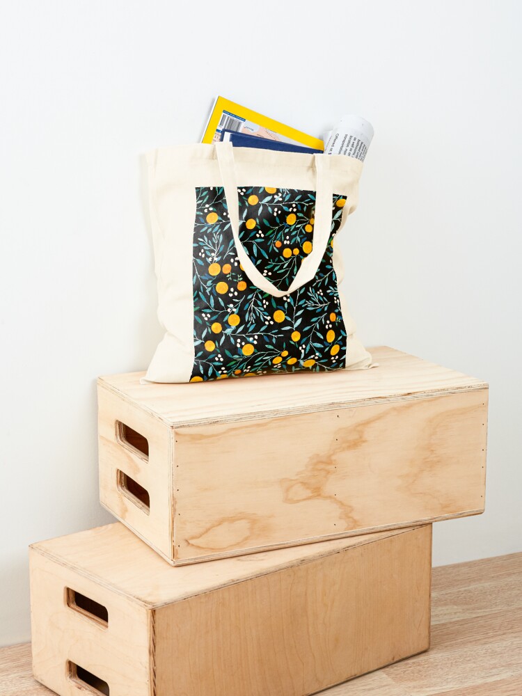 Alternate view of Oranges on Black Tote Bag