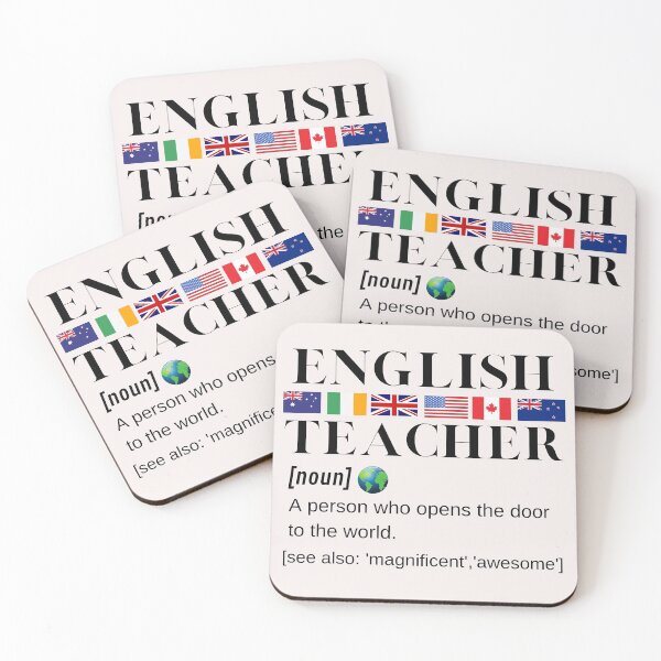 Item preview, English Teacher English Speaking Flags, Globe and Definition Black Writing designed and sold by Time4German.