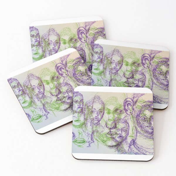 Item preview, Faces in Green and Purple designed and sold by Eleonor-art.