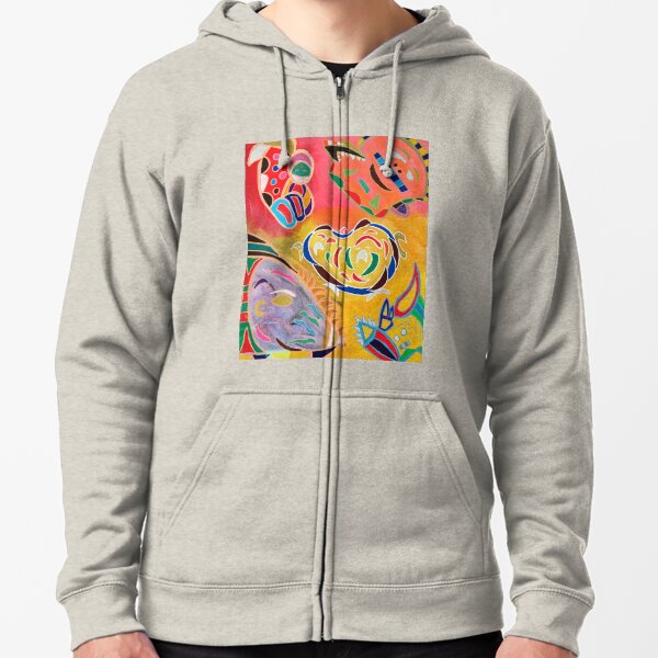 Multi colour lines Zipped Hoodie