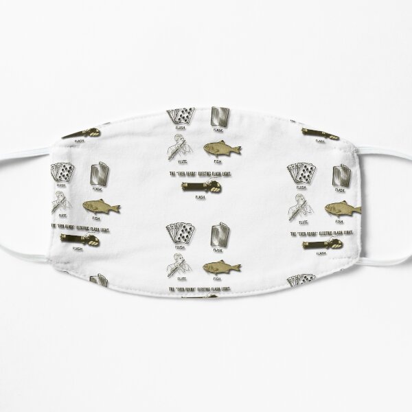 Flush, Flask, Flute, Fish, Flash Fun In Gold Tones Flat Mask