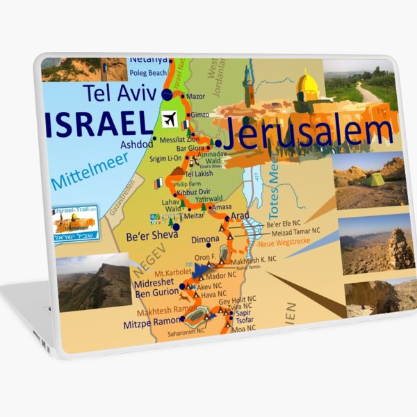 Israel National Trail Map, Shvil Israel Map Laptop Folie
