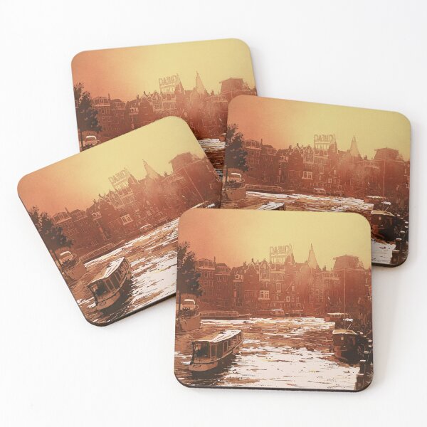 Item preview, Amsterdam, Netherlands painting.  Sunset in Amsterdam Red Light District designed and sold by rfoxphoto.