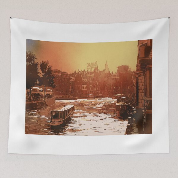 Item preview, Amsterdam, Netherlands painting.  Sunset in Amsterdam Red Light District designed and sold by rfoxphoto.