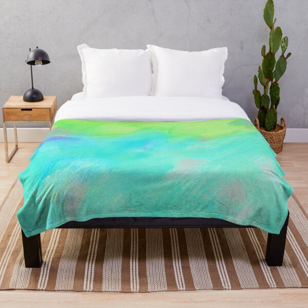 Textured Watercolour on Watercolour Paper - Green & Blue Palette Throw Blanket