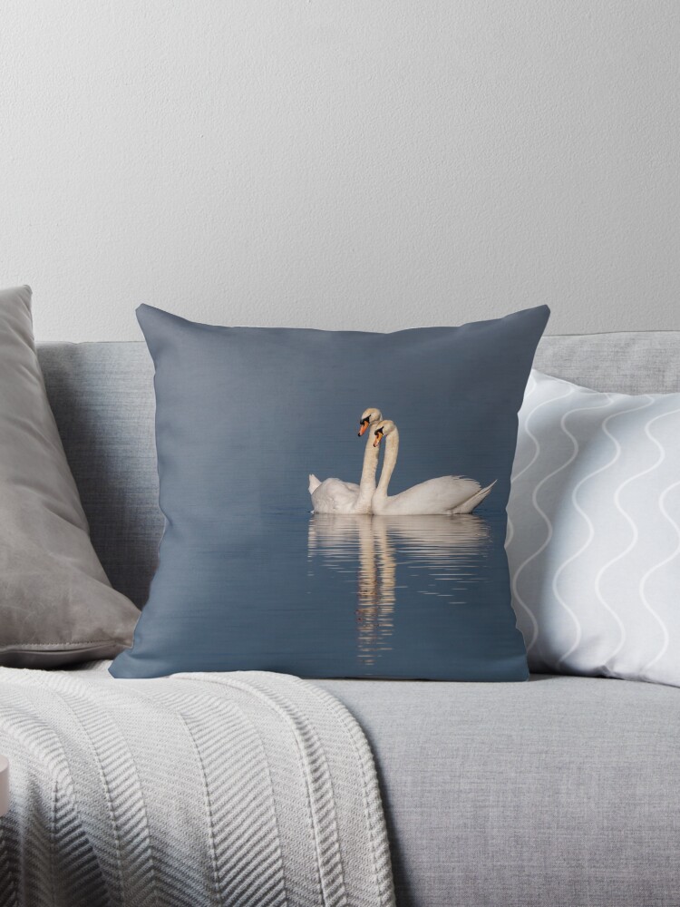 Thumbnail 1 of 3, Throw Pillow, Swan pair designed and sold by AYatesPhoto.