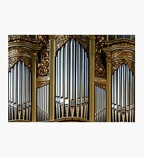 Beautiful old organ decorated by gold in the village church Photographic Print