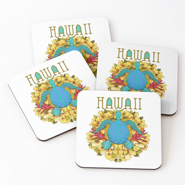 Item preview, Hawaii Text and Illustrated Turtle, Hawaiian Flowers designed and sold by reneeci.