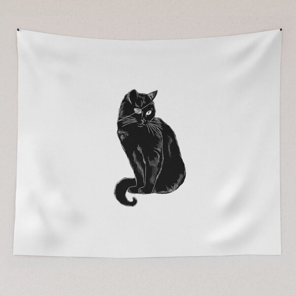 Item preview, Blacktail - Black Cat illustrated portrait designed and sold by JustineLecouffe.