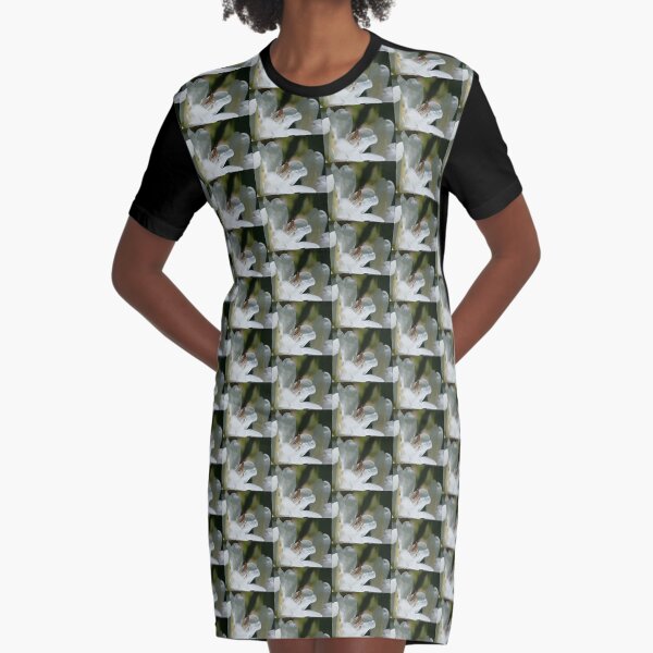 Grasshopper On Azalea Flower Graphic T-Shirt Dress