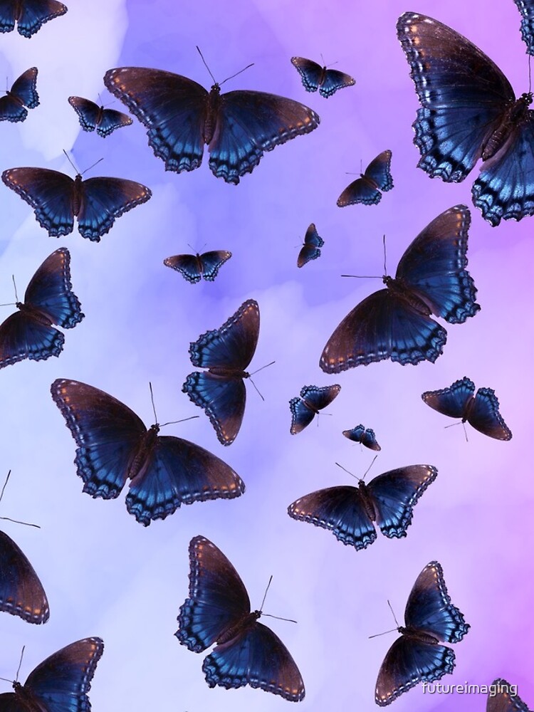 Blue Wing Butterflies Evening Purple Haze by futureimaging