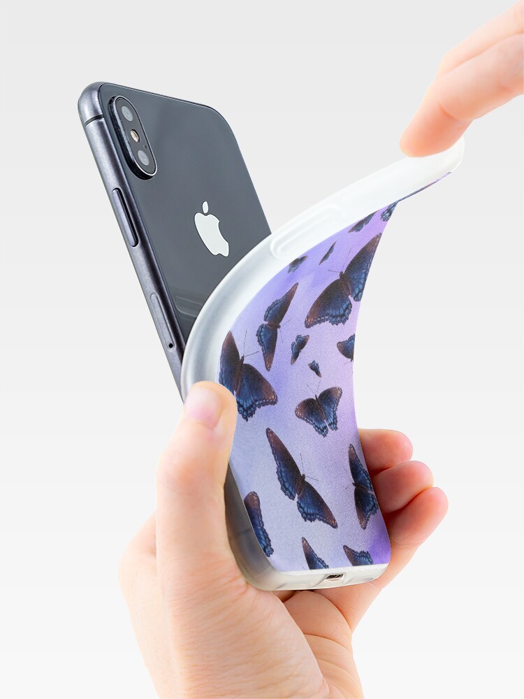 Alternate view of Blue Wing Butterflies Evening Purple Haze iPhone Case