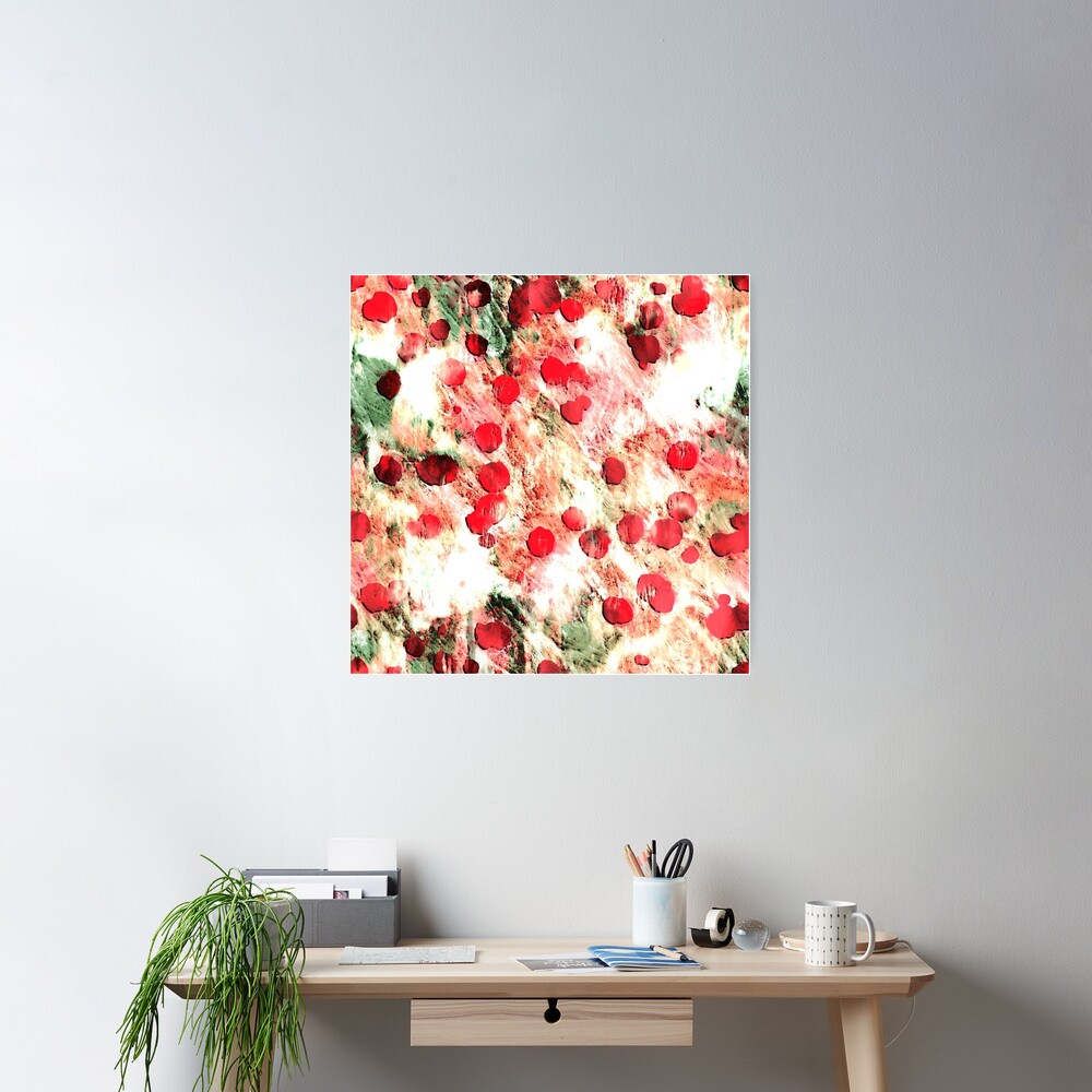 Pink Red Dirty Polka Dot Grunge Poster