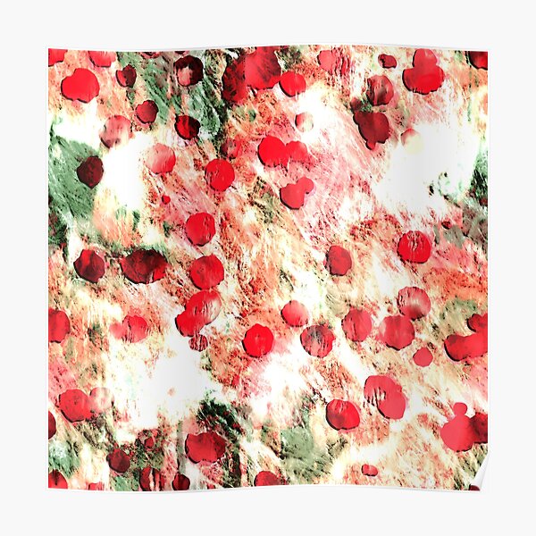 Pink Red Dirty Polka Dot Grunge Poster