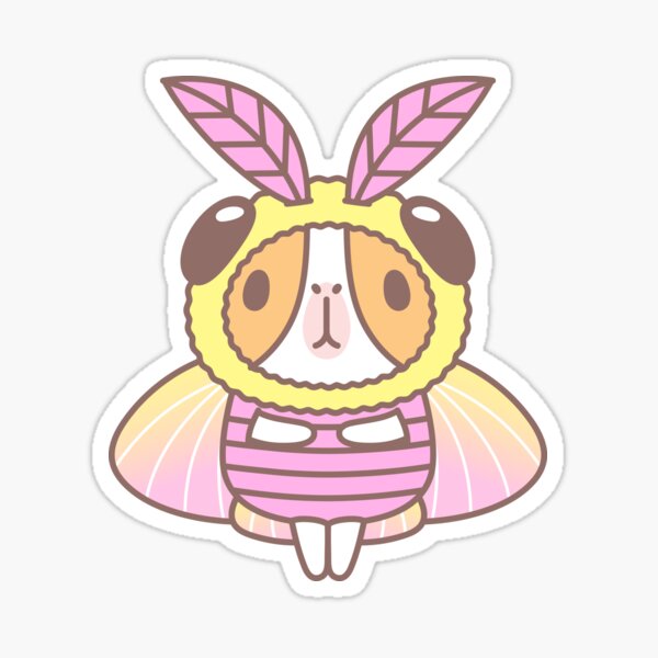 Guinea pig in Rosy Maple Moth Costume Sticker