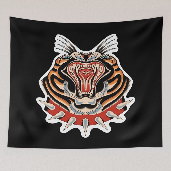 Item preview, Tiger king traditional tattoo designed and sold by SuburbanStoic.