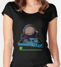 SIMPLE-CARTOON-DJ-GUY - JULY 2012 MERCH - CRUNKECOWEAR.NET BEGREENRECORDS.NET Women's Fitted Scoop T-Shirt