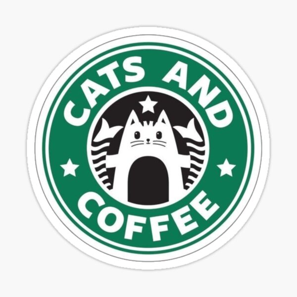Cat and coffee sticker Sticker