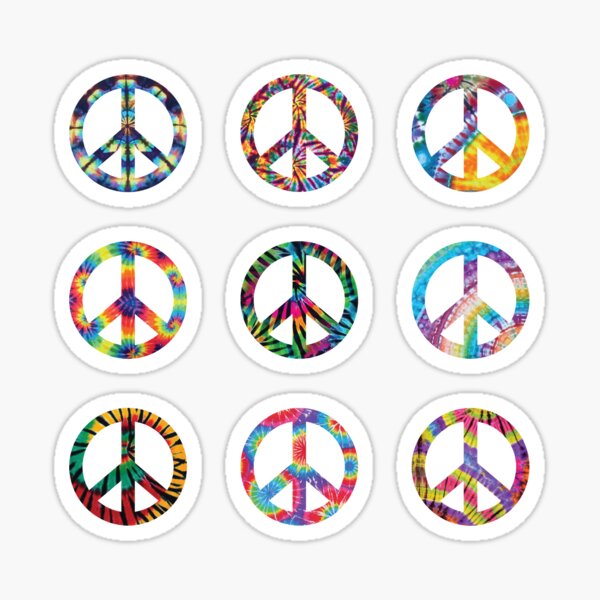 Tie Dye Peace Signs Sticker For Sale By Designrebel Redbubble 