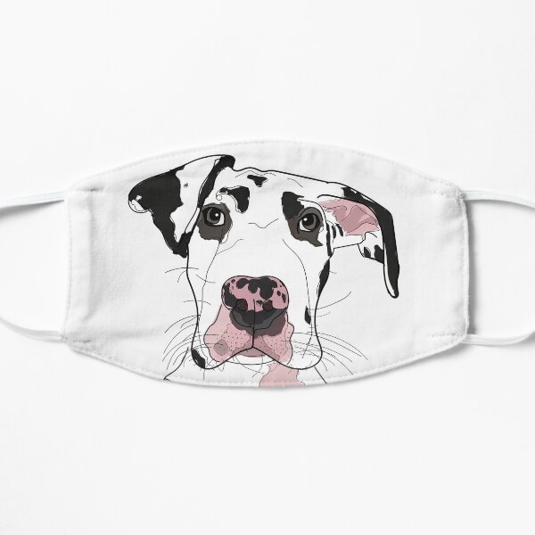 Great Dane b/w/pink dog Flat Mask