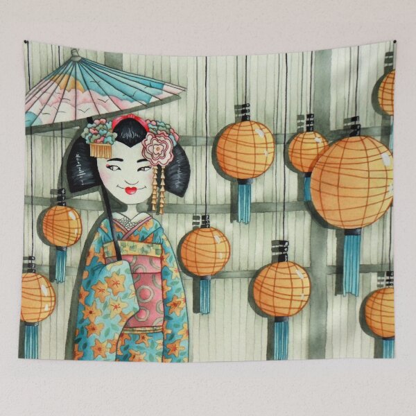 Item preview, Geisha with sunshade designed and sold by adeillustrator.