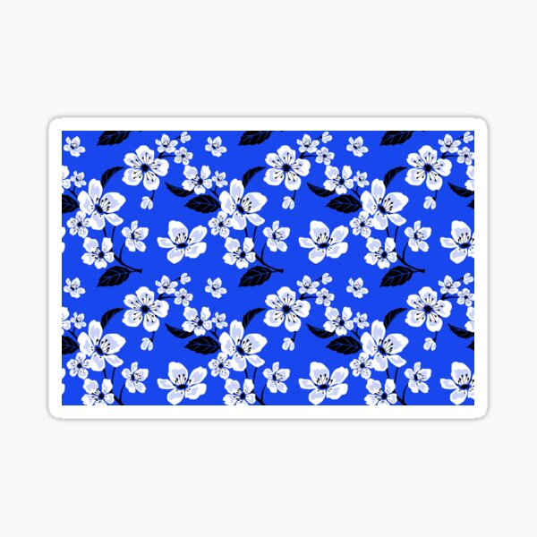 Blue Sakura Cherry Tree Flower Blooms - Aloha - Hawaiian Floral Pattern Sticker