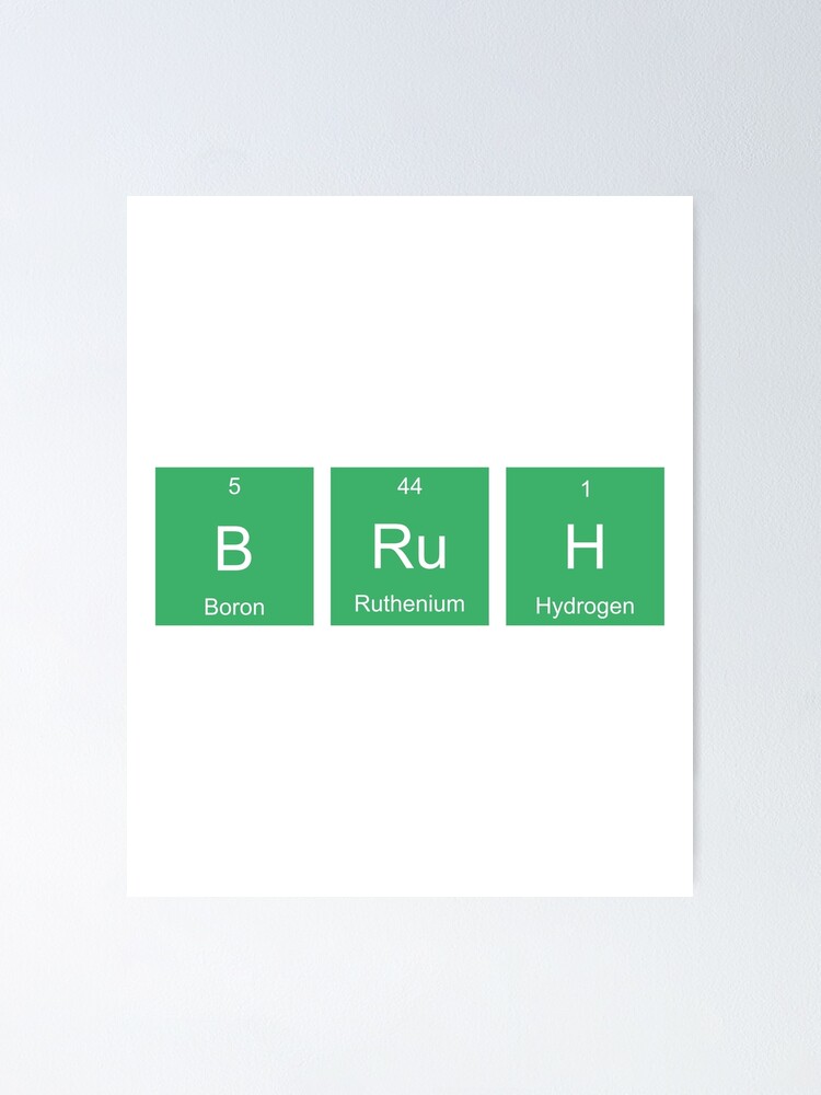 Green Bruh Element Chemistry Periodic Table Science Poster By Abdulrazakth Redbubble - the 4 elements poster roblox