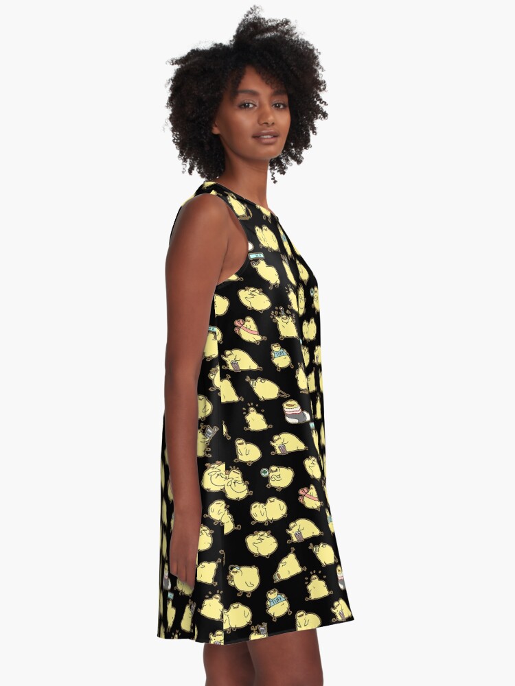 Thumbnail 2 of 4, A-Line Dress, Fat Birdblob Pattern - Black designed and sold by Sabtastic.